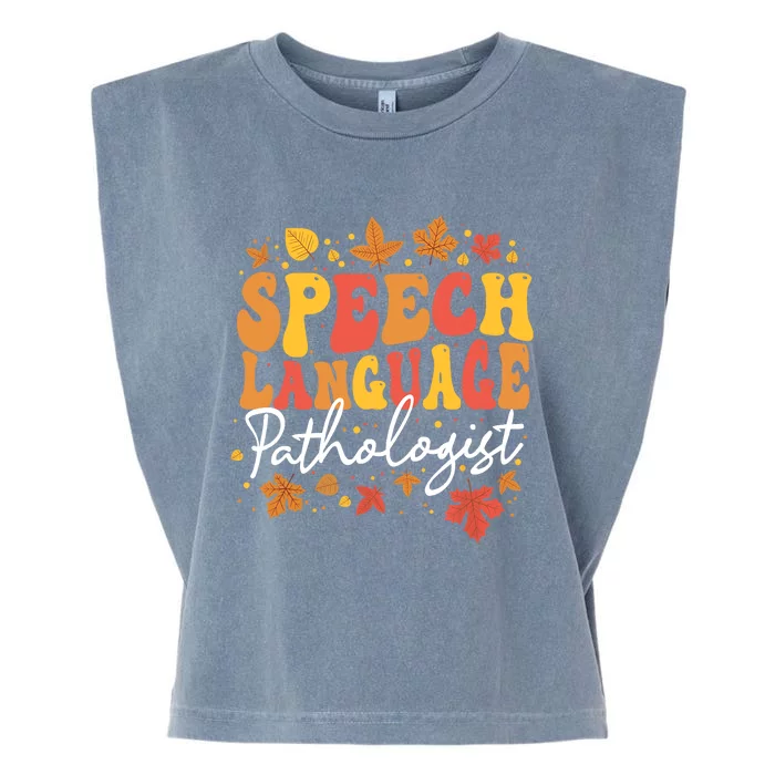 Thanksgiving Speech Therapy Fall Speech Language Pathologist Garment-Dyed Women's Muscle Tee