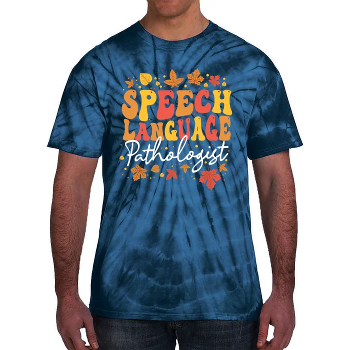 Thanksgiving Speech Therapy Fall Speech Language Pathologist Tie-Dye T-Shirt