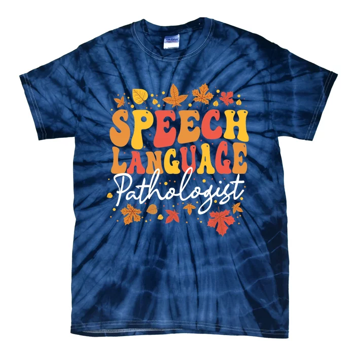 Thanksgiving Speech Therapy Fall Speech Language Pathologist Tie-Dye T-Shirt