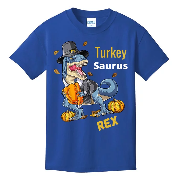 Turkey Saurus Tcute Giftrex Funny Pilgrim Dinosaur Thanksgiving Gift Kids T-Shirt