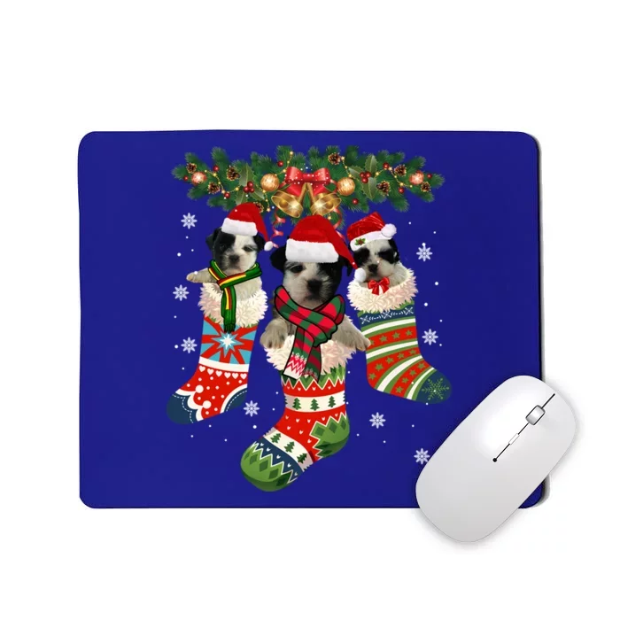 Three Shih Tzu In Sock Christmas Santa Xcute Giftmas Dog Funny Gift Mousepad