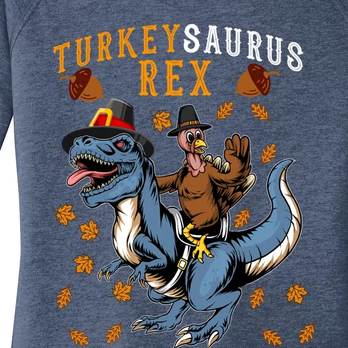 Turkey Saurus Tcute Giftrex Thanksgiving Dinosaur Costume Boys Gift Women's Perfect Tri Tunic Long Sleeve Shirt