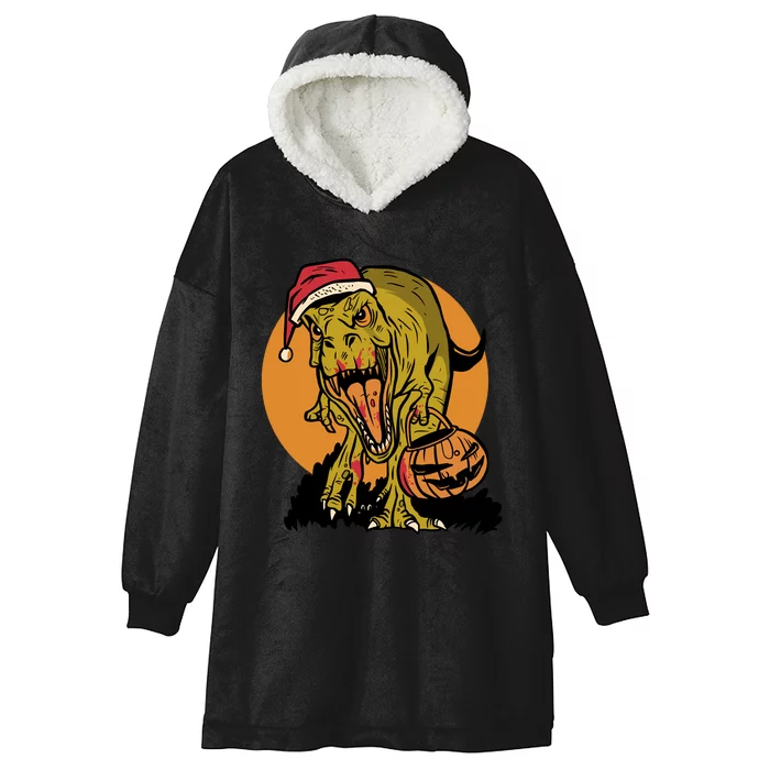 TRex Santa Trick Or Treating Halloween Funny Hooded Wearable Blanket