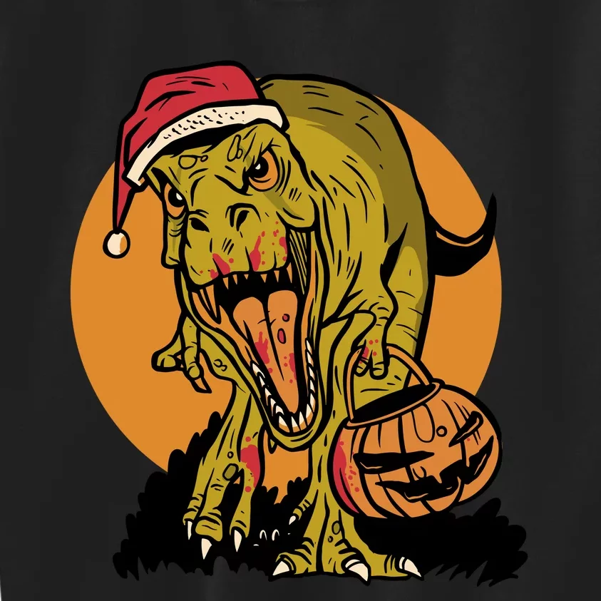 TRex Santa Trick Or Treating Halloween Funny Kids Sweatshirt