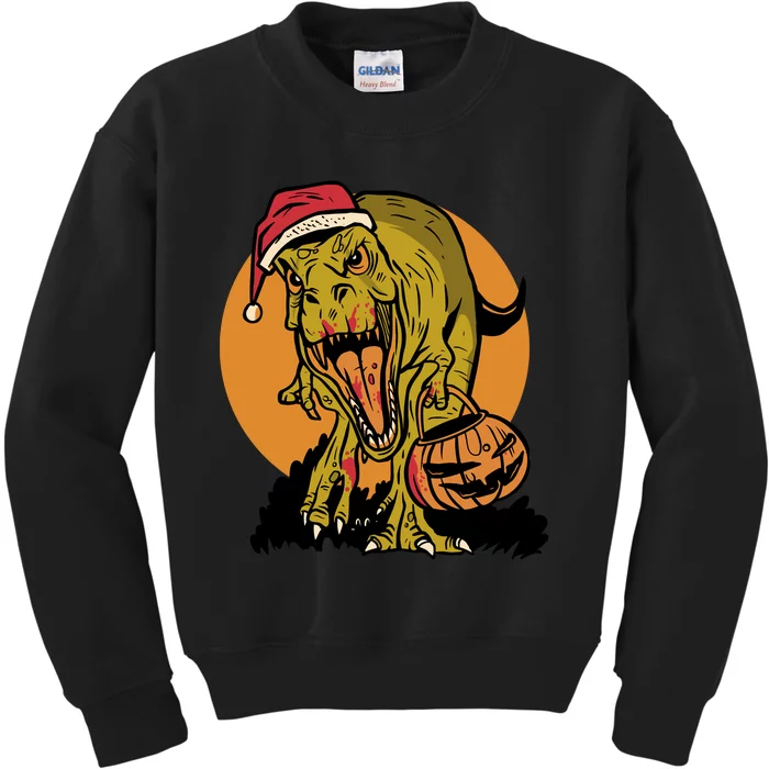 TRex Santa Trick Or Treating Halloween Funny Kids Sweatshirt