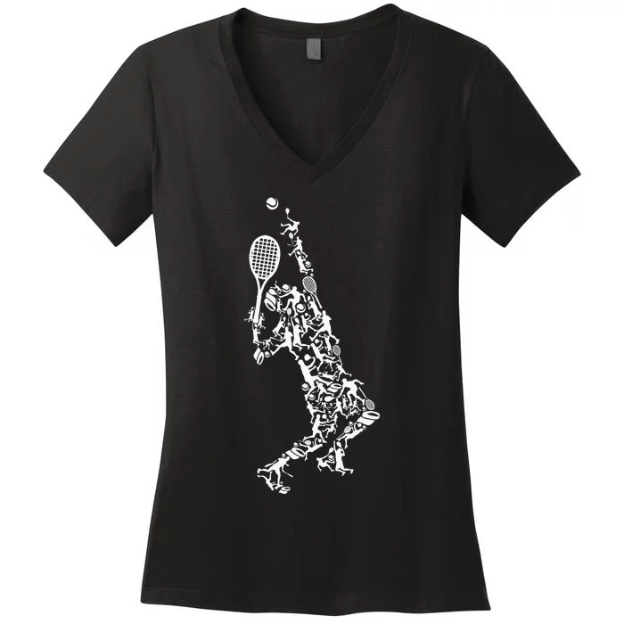 Tennis Silhouette Women's V-Neck T-Shirt