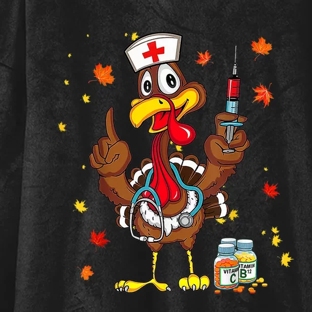 Thanksgiving Scrub Tops Women Turkey Nurse Holiday Nursing Hooded Wearable Blanket