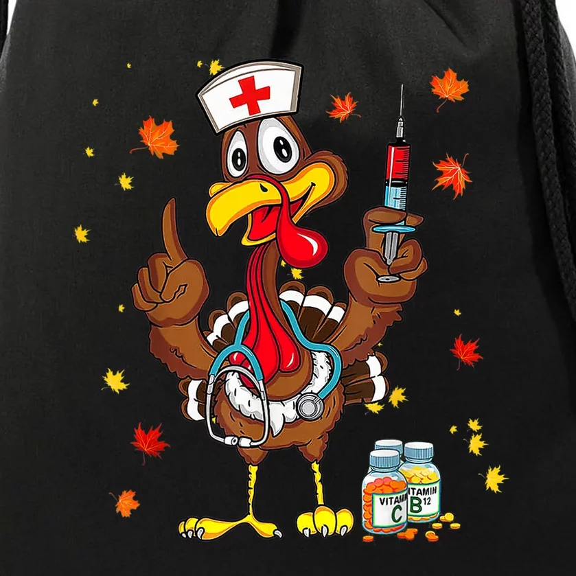 Thanksgiving Scrub Tops Women Turkey Nurse Holiday Nursing Drawstring Bag