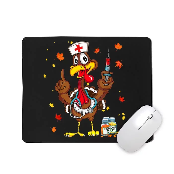 Thanksgiving Scrub Tops Women Turkey Nurse Holiday Nursing Mousepad