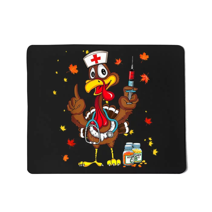 Thanksgiving Scrub Tops Women Turkey Nurse Holiday Nursing Mousepad