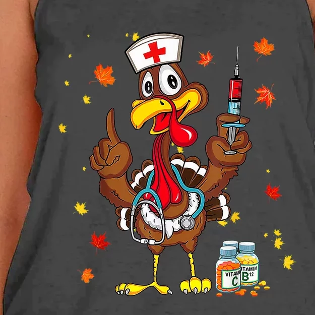 Thanksgiving Scrub Tops Women Turkey Nurse Holiday Nursing Women's Knotted Racerback Tank