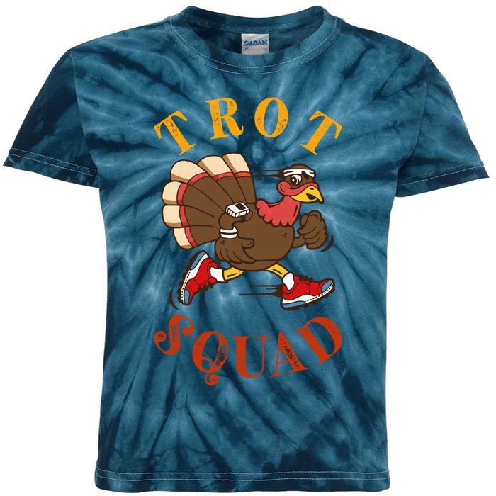 Trot Squad Thanksgiving Turkey Trot Costume Kids Tie-Dye T-Shirt