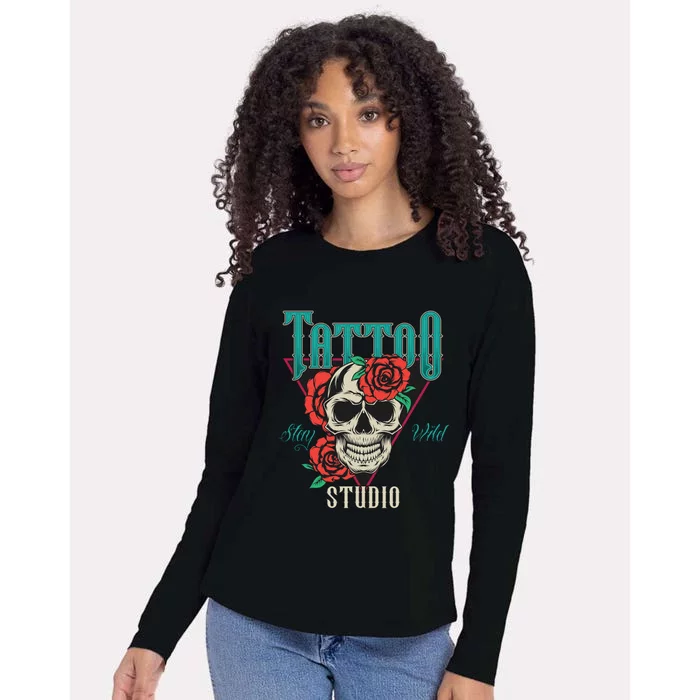 Tattoo Studio Womens Cotton Relaxed Long Sleeve T-Shirt