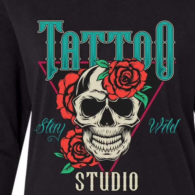 Tattoo Studio Womens Cotton Relaxed Long Sleeve T-Shirt