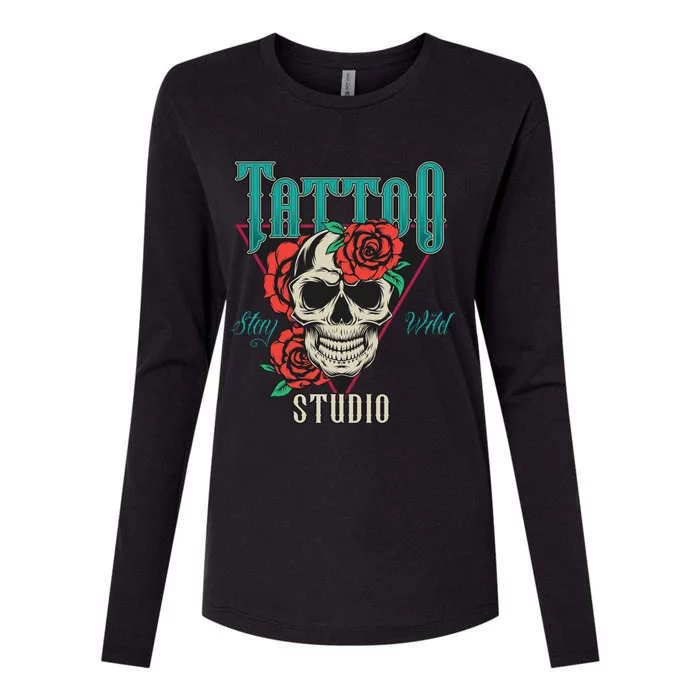 Tattoo Studio Womens Cotton Relaxed Long Sleeve T-Shirt