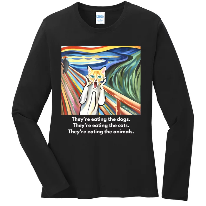 The Scream; TheyRe Eating The Dogs TheyRe Eating The Cats Ladies Long Sleeve Shirt