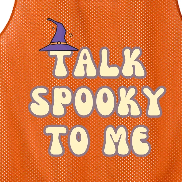 Talk Spooky To Me Funny Halloween Mesh Reversible Basketball Jersey Tank