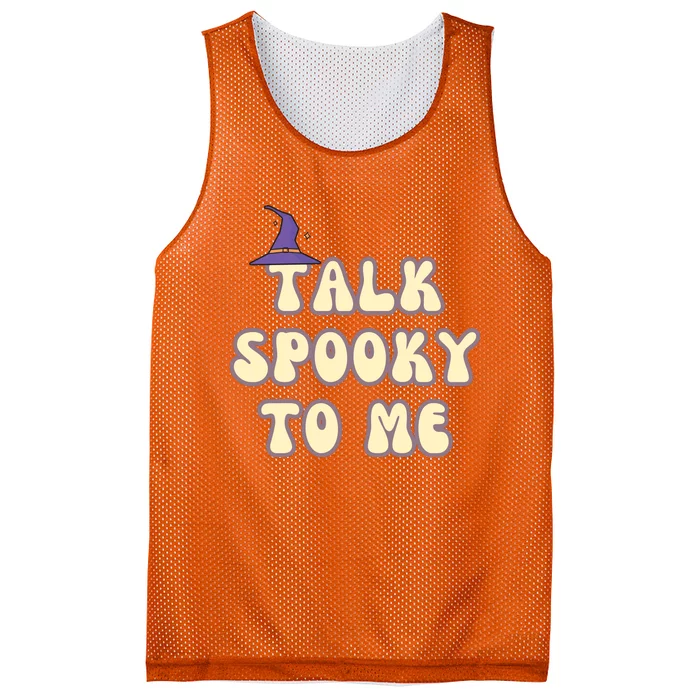 Talk Spooky To Me Funny Halloween Mesh Reversible Basketball Jersey Tank