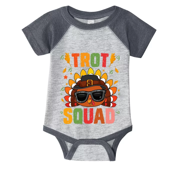 Trot Squad thanksgiving turkey trot 5k Running Marathon 2021 Infant Baby Jersey Bodysuit