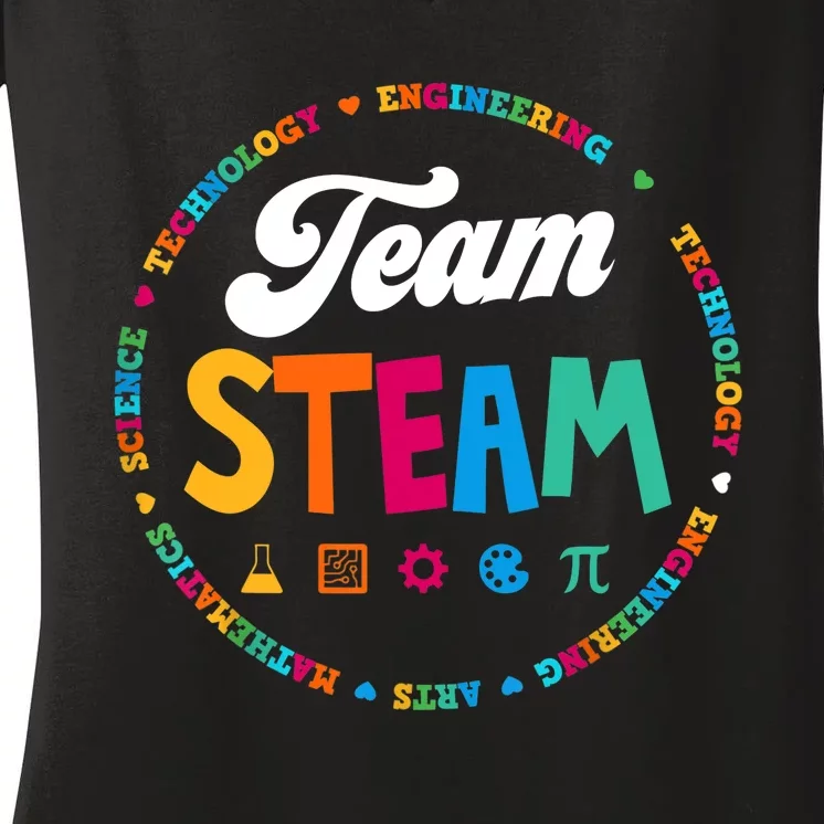 Team STEAM Teacher Back to School STEM Special Pre-K 1st Women's V-Neck T-Shirt