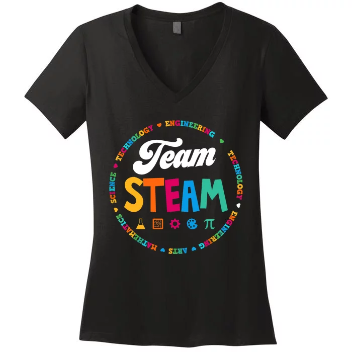 Team STEAM Teacher Back to School STEM Special Pre-K 1st Women's V-Neck T-Shirt