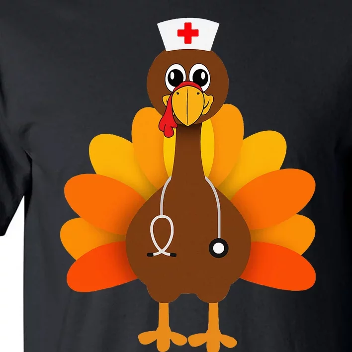 Thanksgiving Scrub Tops Women Turkey Nurse Holiday Nursing Tall T-Shirt