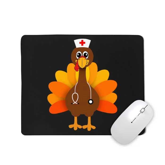 Thanksgiving Scrub Tops Women Turkey Nurse Holiday Nursing Mousepad