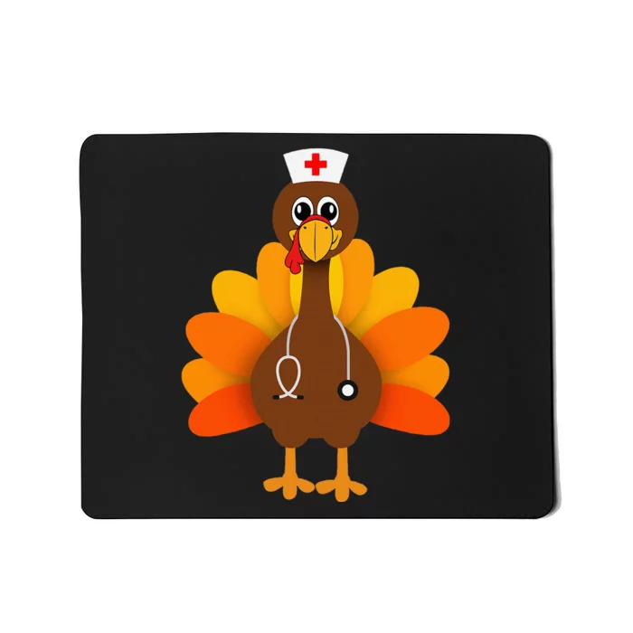 Thanksgiving Scrub Tops Women Turkey Nurse Holiday Nursing Mousepad