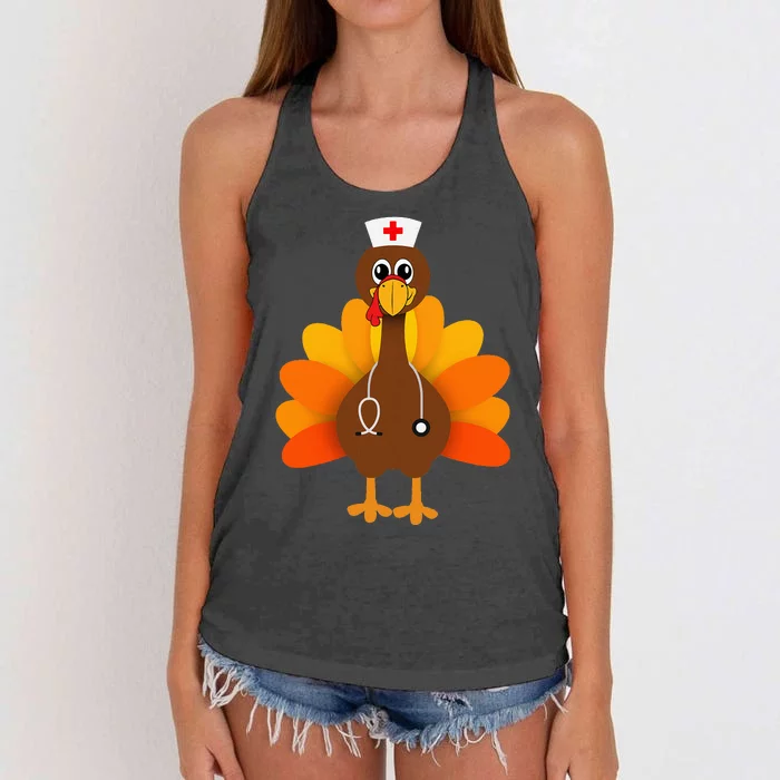 Thanksgiving Scrub Tops Women Turkey Nurse Holiday Nursing Women's Knotted Racerback Tank