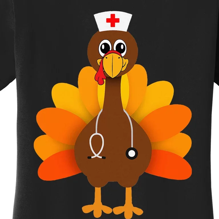 Thanksgiving Scrub Tops Women Turkey Nurse Holiday Nursing Women's T-Shirt