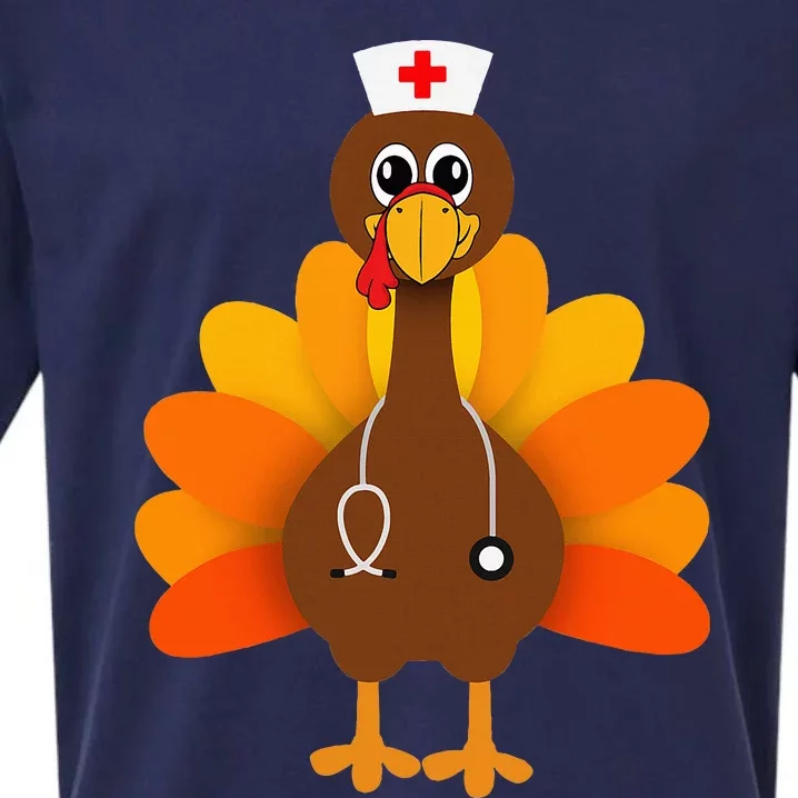 Thanksgiving Scrub Tops Women Turkey Nurse Holiday Nursing Sueded Cloud Jersey T-Shirt