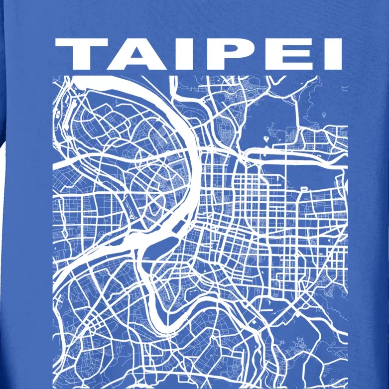 Taiwan Souvenir Taipei City Street Map Gift Kids Long Sleeve Shirt