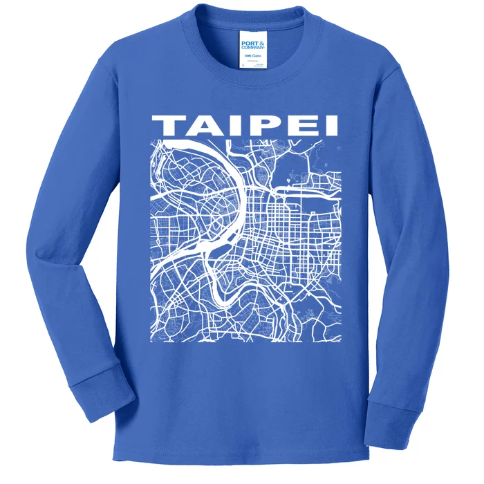 Taiwan Souvenir Taipei City Street Map Gift Kids Long Sleeve Shirt