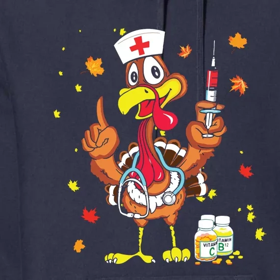 Thanksgiving Scrub Tops Women Turkey Nurse Holiday Nursing Premium Hoodie