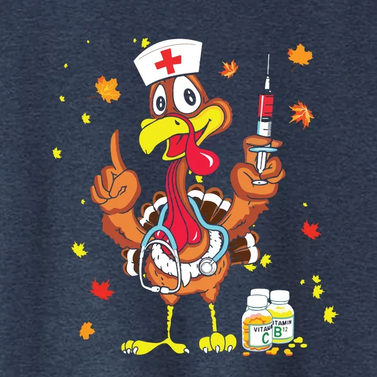 Thanksgiving Scrub Tops Women Turkey Nurse Holiday Nursing Women's Crop Top Tee