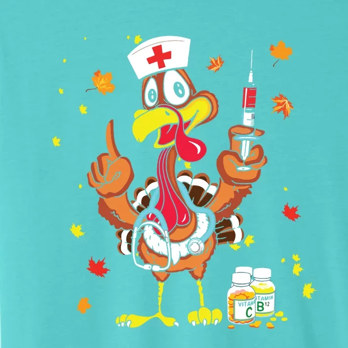 Thanksgiving Scrub Tops Women Turkey Nurse Holiday Nursing ChromaSoft Performance T-Shirt