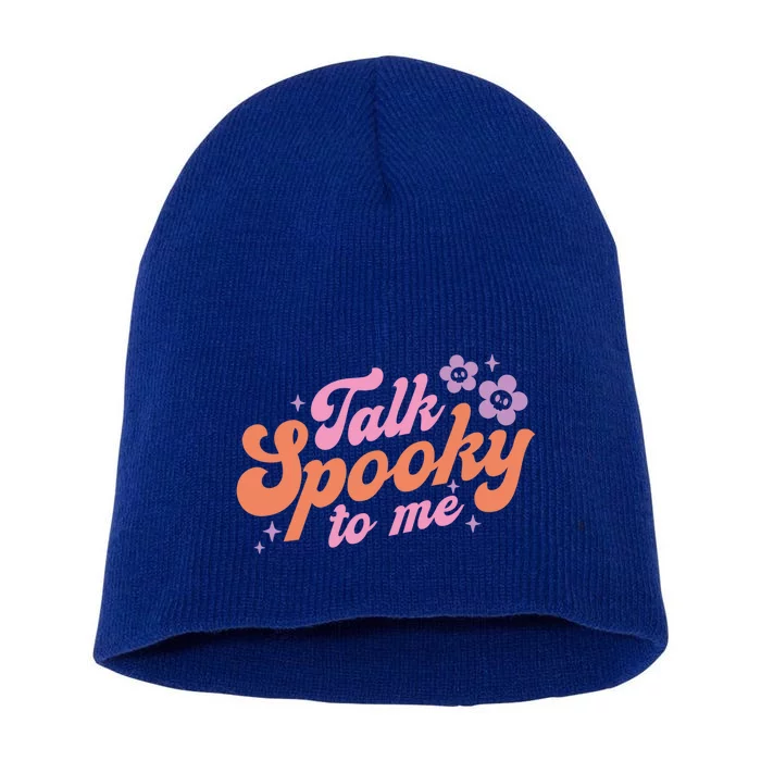 Talk Spooky To Me Floral Groovy Halloween Costumes Gift Short Acrylic Beanie