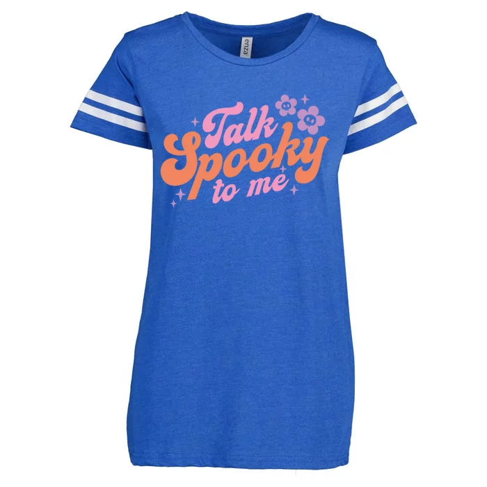 Talk Spooky To Me Floral Groovy Halloween Costumes Gift Enza Ladies Jersey Football T-Shirt