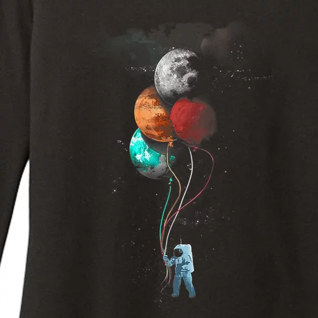 The Spaceman's Trip Astronaut Space Planets Balloons Womens CVC Long Sleeve Shirt