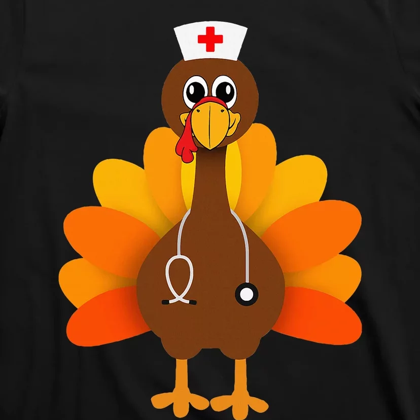 Thanksgiving Scrub Tops Women Turkey Nurse Holiday Nursing T-Shirt