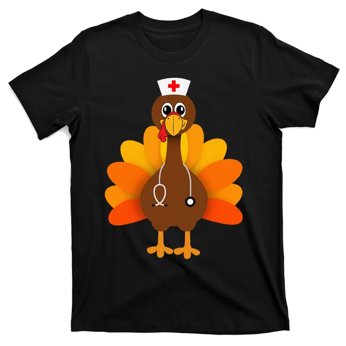 Thanksgiving Scrub Tops Women Turkey Nurse Holiday Nursing T-Shirt