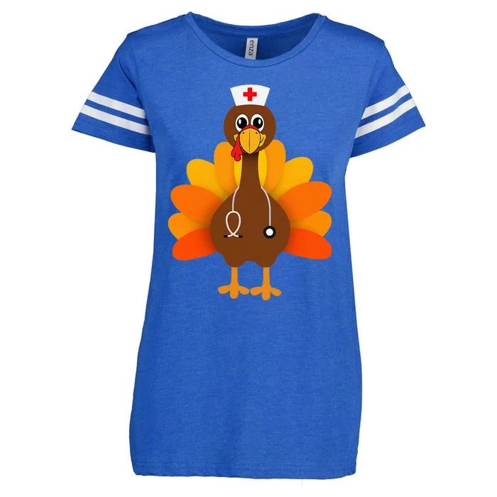 Thanksgiving Scrub Tops Women Turkey Nurse Holiday Nursing Enza Ladies Jersey Football T-Shirt