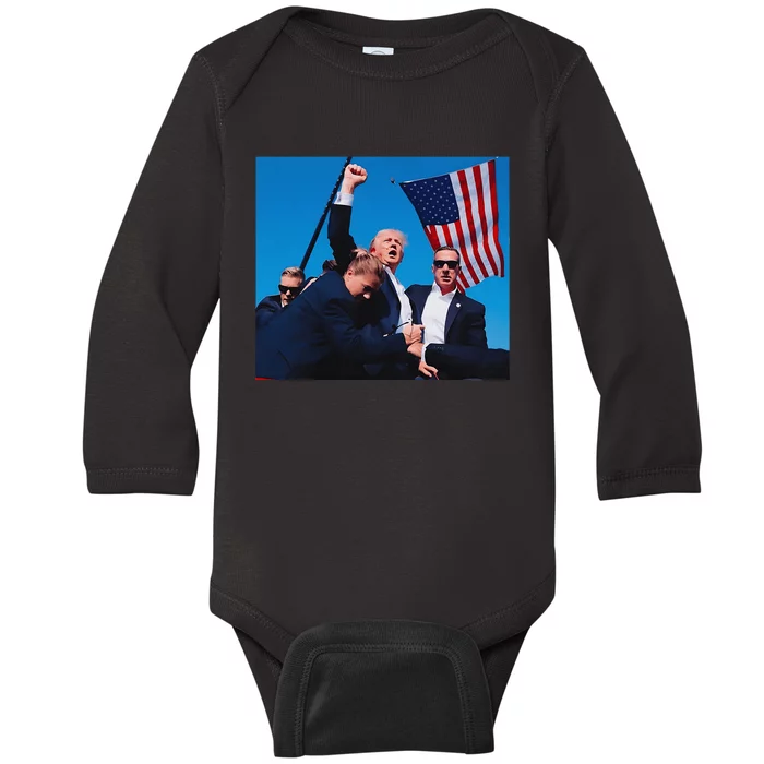 Trump Shot Trump Shooting Trump 2024 Baby Long Sleeve Bodysuit