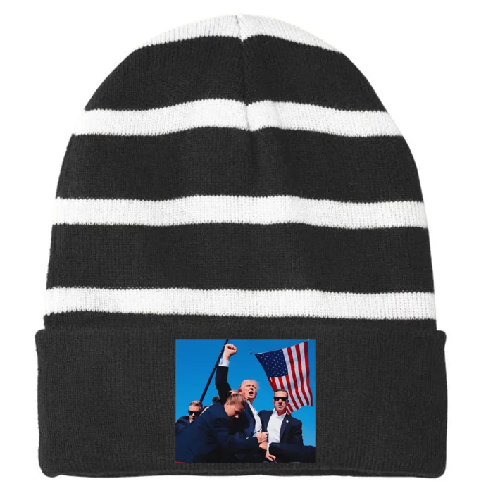 Trump Shot Trump Shooting Trump 2024 Striped Beanie with Solid Band