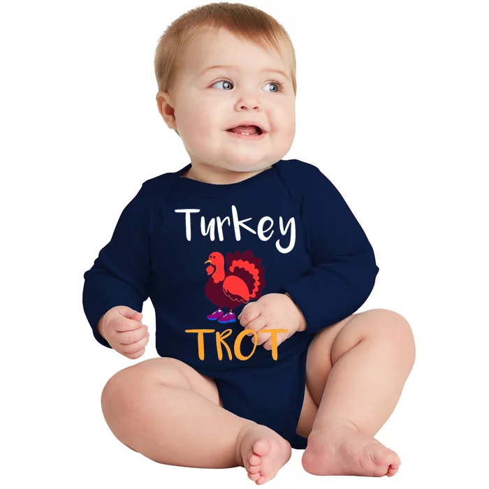 Trot Squad Thanksgiving Day Dabbing Turkey Dancing Baby Long Sleeve Bodysuit