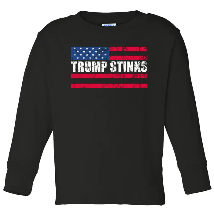 Trump Smells Trump Stinks Vintage Toddler Long Sleeve Shirt