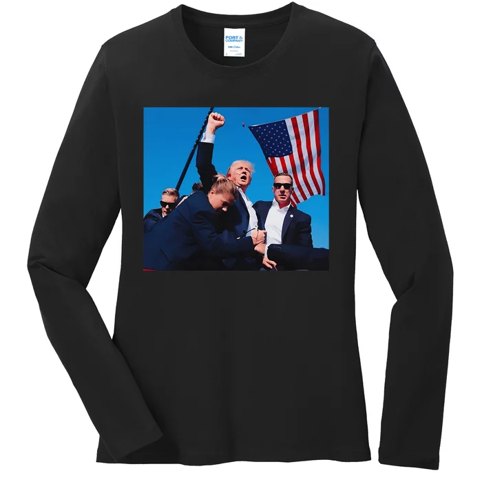 Trump Shot Trump Shooting Trump 2024 Ladies Long Sleeve Shirt