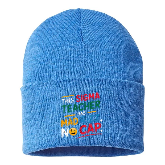 This Sigma Teacher Has Mad Rizz No Cap Sustainable Knit Beanie