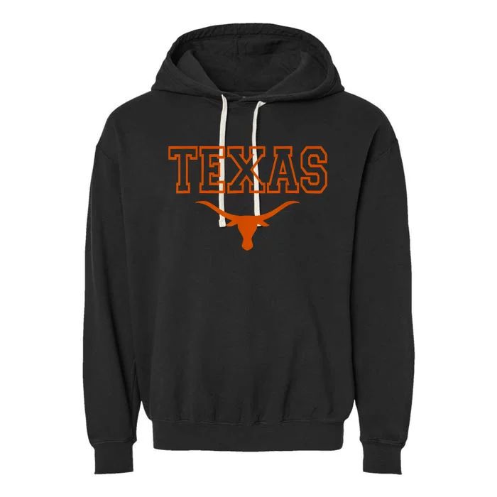 Texas State Tx Vintage Bull Head Proud Texans Garment-Dyed Fleece Hoodie