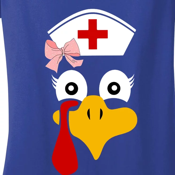 Thanksgiving Scrub Tops Turkey Nurse Holiday Nursing Gift Women's V-Neck T-Shirt